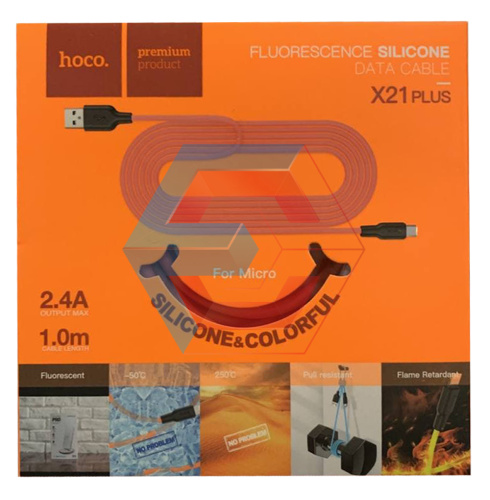 USB-кабель (шнур) Hoco X21 Plus Silicone micro (1m) Чорно-червоний