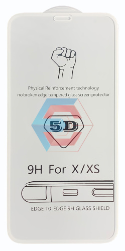 Защитное стекло 5D для iPhone X / iPhone XS / iPhone 11 Pro Белое (тех. упаковка)