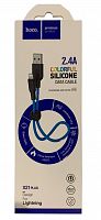 Usb кабель (шнур) Hoco X21 Plus Silicone Lightning (0.25m) Черно - синий