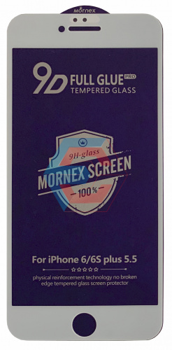 Защитное стекло 9D для iPhone 6 Plus Белое (тех. упаковка)