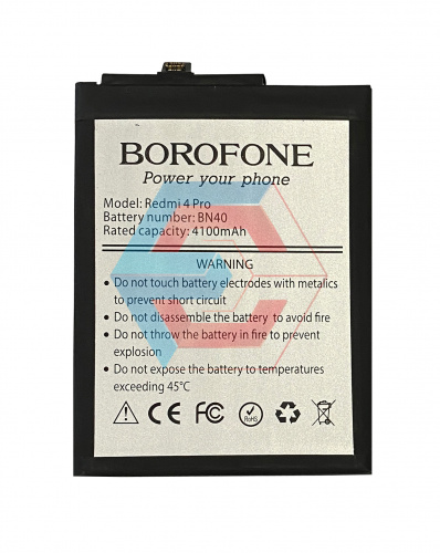 Батарея (аккумулятор) BN40 для Xiaomi Redmi 4 Pro Li-ion, 3,85 B, 4100 мАч (Borofone) - ёмкость, состояние, распиновка