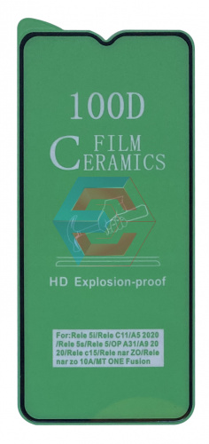Защитное стекло Film Ceramic для Realme 5 / 6i / 5S/ C15/ OPPO A31 Черное тех. упаковка