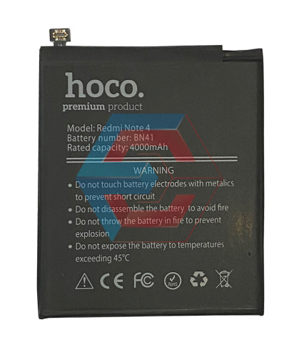 Батарея (акумулятор) BN41 для Xiaomi Redmi Note 4, 4.4V 4000mAh (HOCO) - ёмкость, состояние, распиновка