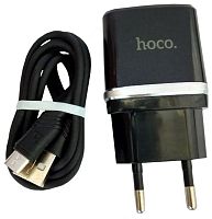 Сетевое зарядное устройство USB Hoco C12 Smart 2USB (2.4A) + micro Черный
