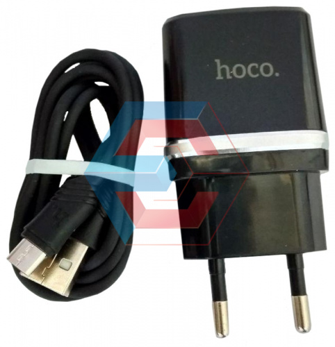 Сетевое зарядное устройство USB Hoco C12 Smart 2USB (2.4A) + micro Черный