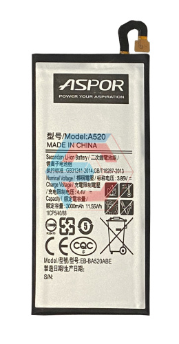 Батарея (акумулятор) EB-BA520ABE до Samsung Galaxy A5 (A520) 3000 mAh 100% ємності (Aspor) - ёмкость, состояние, распиновка