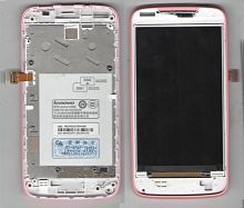 Дисплей Lenovo A390t С РОЗОВОЙ РАМКОЙ Б.У без тачскрина
