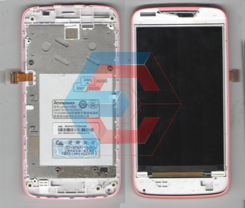 Дисплей Lenovo A390t С РОЗОВОЙ РАМКОЙ Б.У без тачскрина