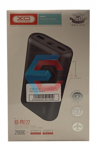 Универсальная мобильная батарея XO PR122 Polymer Lamp Display 20000 mAh (Черный)