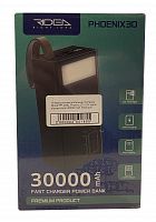 Универсальная мобильная батарея Ridea RP-D30L Phoenix 30 10W digital display+lamp 30000 mAh (Черный)