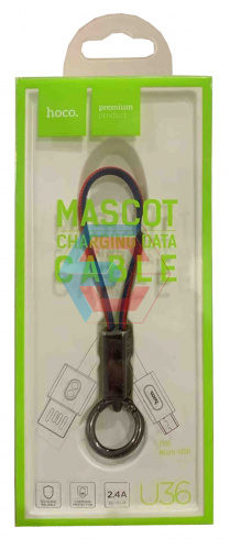 USB-кабель (шнур) Hoco U36 Mascot Micro USB (19см) червоно-синій