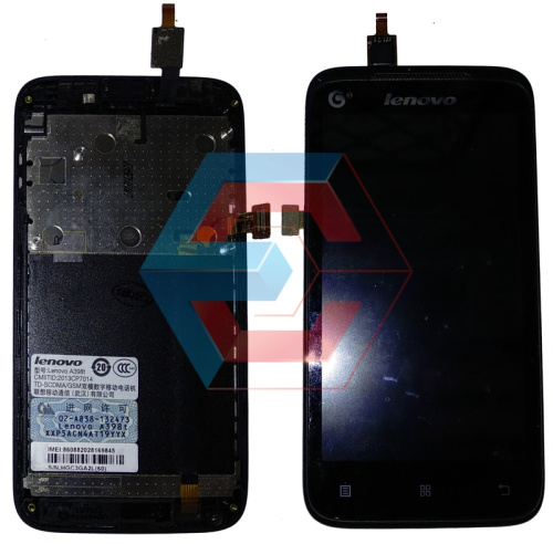 Дисплей Lenovo A398t с передней панелью +тачскрин б,у