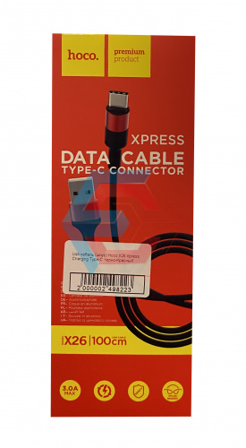 Usb кабель (шнур) Hoco X26 Xpress Charging Type-C Черно-Красный