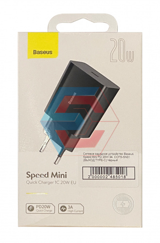 Сетевое зарядное устройство Baseus Speed Mini PD 20W 3A  CCFS-SN01 (ВЫХОД TYPE-C) Черный