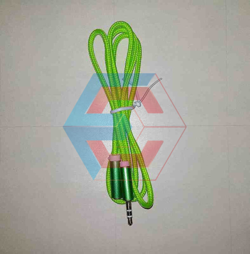 Кабель аудіо 3,5 (папа-мама) 1м тканина (Салатовий)