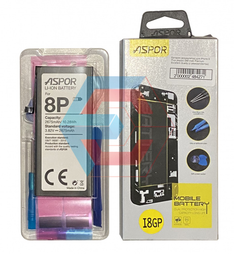 Батарея (аккумулятор) для iPhone 8 Plus (Aspor) 2691mAh Premium Excellent Quality (с ремкомплектом) - ёмкость, состояние, распиновка