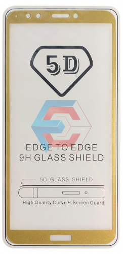 Защитное стекло 5D для Huawei Y7 Prime (2018) Золотой тех. упаковка