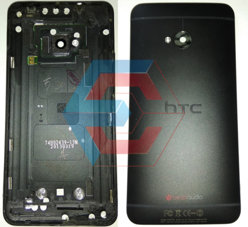 Крышка задняя для HTC One M7 801e, черная Б,У