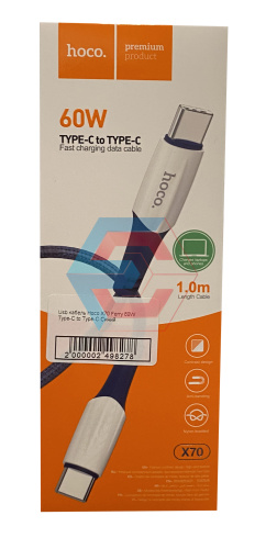 USB-кабель Hoco X70 Ferry 60W Type-C to Type-C Синій