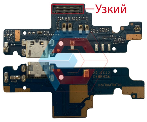 Нижняя плата Xiaomi Redmi Note 4X (с узким коннектором) + разъемом зарядки и микрофоном