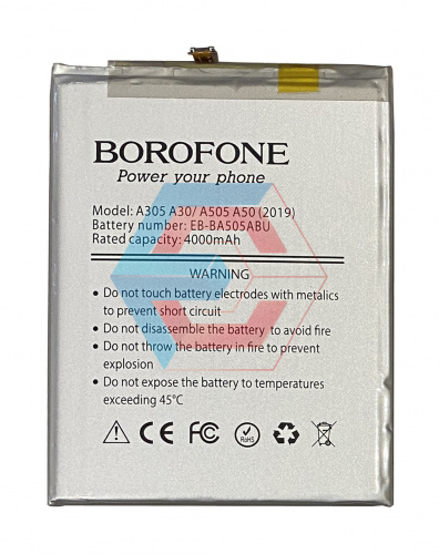 Батарея (аккумулятор) EB-BA505ABU для Samsung A205 Galaxy A20, A305, A505 3.85V, 4000 mAh (Borofone) - ёмкость, состояние, распиновка