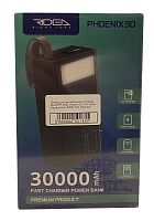Универсальная мобильная батарея Ridea RP-D30L Phoenix 30 10W digital display+lamp 30000 mAh (Черный)