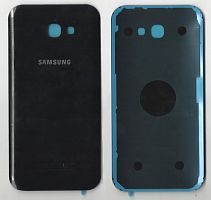Крышка задняя Samsung A720F Galaxy A7 (2017) Черная стекло оригинал PRC