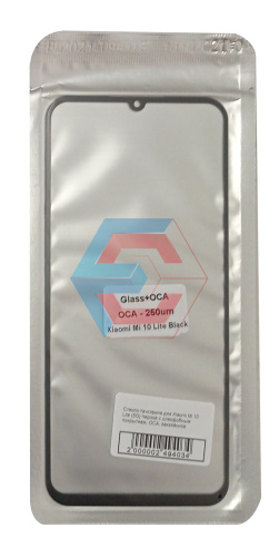 Стекло тачскрина для Xiaomi Mi 10 Lite (5G) Черное с олеофобным покрытием, OCA, закалённое