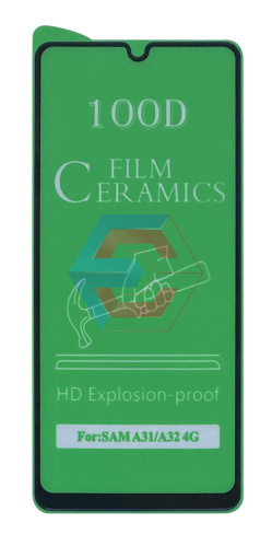 Защитное стекло Film Ceramic для Samsung A12/A22/A32/M12 Черное тех. упаковка