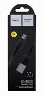Usb кабель (шнур) Hoco X5 Bamboo Micro (1m) Черный
