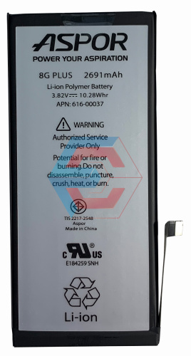 Батарея (акумулятор) для iPhone 8 Plus 100% ємності (Aspor) 2691mAh - ёмкость, состояние, распиновка фото 2