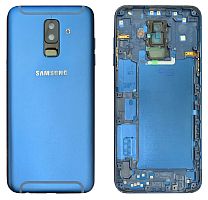 Крышка задняя в сборе с кнопками и шлейфами Samsung A605 Galaxy A6+ (2018) Синяя оригинал PRC