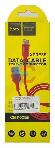 Usb кабель (шнур) Hoco X26 Xpress Charging Type-C Красный