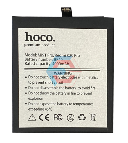 Батарея (акумулятор) BP40 / BP41 для Xiaomi Mi 9T/K20 Pro 4000mAh (HOCO) Батарея (акумулятор) BP40 / BP41 для Xiaomi Mi 9T/K20 Pro 4000mAh (HOCO) - ёмкость, состояние, распиновка