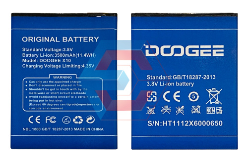 Батарея (акумулятор) BAT17603360 для Doogee X10 (3.8V 3360 mAh) AAA - ёмкость, состояние, распиновка