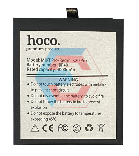 Батарея (акумулятор) BP40 / BP41 для Xiaomi Mi 9T/K20 Pro 4000mAh (HOCO) Батарея (акумулятор) BP40 / BP41 для Xiaomi Mi 9T/K20 Pro 4000mAh (HOCO) - ёмкость, состояние, распиновка