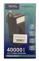 Универсальная мобильная батарея Ridea RP-D40L Phoenix 40 10W digital display+lamp 40000 mAh (Черный)