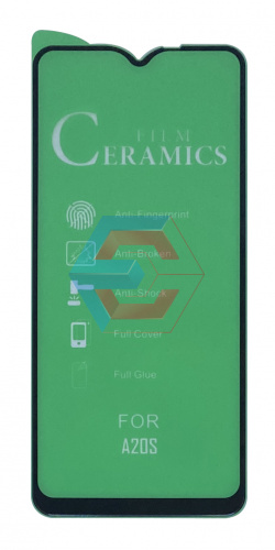 Защитное стекло Film Ceramic для Samsung A20S/ A02S/ A12/ A02/ M12/ M02S Черное тех. упаковка