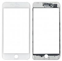 Стекло тачскрина для iPhone 8 Plus с рамкой и OCA плёнкой Белое