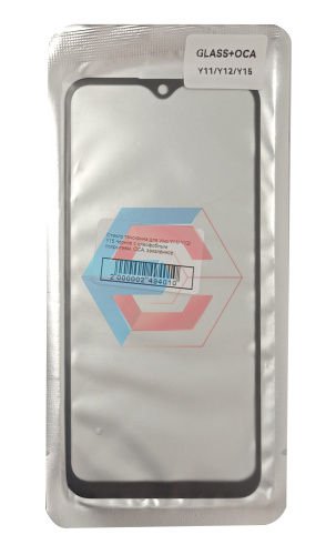 Стекло тачскрина для Vivo Y11/ Y12/ Y15 Черное с олеофобным покрытием, OCA, закалённое