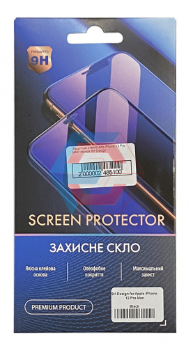Защитное стекло 9H Design для iPhone 12 Pro MAX Черное