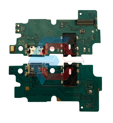 Нижняя плата Samsung A205 с конектором зарядки + микрофон + компоненты