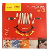 USB-кабель (шнур) Hoco X21 Plus Fluorescent Micro (1m) Червоний