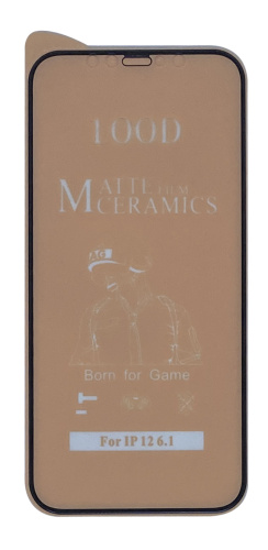 Защитное стекло Film Ceramic Matt для  Apple Iphone 12 / 12 Pro Черное тех. упаковка