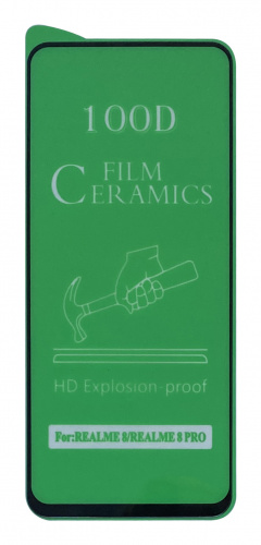 Защитное стекло Film Ceramic для Realme 8/8pro Черное тех. упаковка