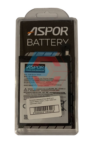 Батарея (акумулятор) BN45 для Xiaomi Redmi Note 5, 3.85V 4000mAh 100% ємності Aspor - ёмкость, состояние, распиновка