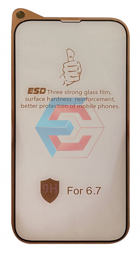 Защитное стекло 9H Design для iPhone 13 Pro Max / iPhone 14 Plus Черное