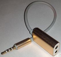 Аудио двойник KY-67 3,5 (папа-2 мама) металл (4 pin)