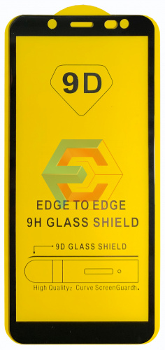 Защитное стекло 9D для Samsung A600 Galaxy A6 (2018)/ J600 Galaxy J6  Черный (Тех пак)