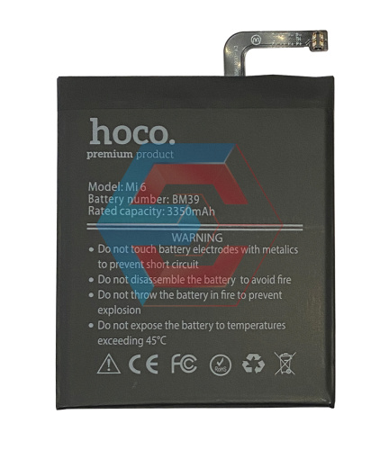 Батарея (акумулятор) BM39 для Xiaomi Mi 6 3.85V 3350mAh (HOCO) Батарея (акумулятор) BM39 для Xiaomi Mi 6 3.85V 3350mAh (HOCO) - ёмкость, состояние, распиновка